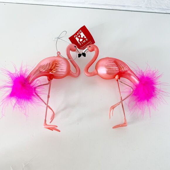 Bird Ornament Lot of 6 Christmas Pink Flamingo Owl Dove - Picture 2 of 8